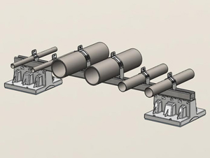 081 - 2 Blox Bridge with Multiple Pipes and Strut Clamps